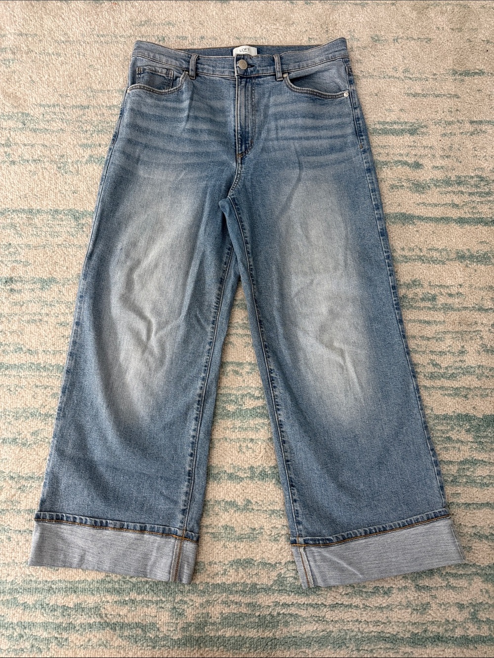 LOFT Wide Leg high rise crop Jeans - Light Blue Denim